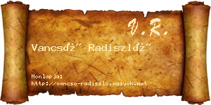 Vancsó Radiszló névjegykártya